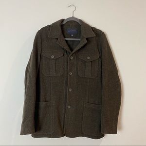 Vtg Banana Republic Olive 99% Wool! Men’s Coat. Sz Small